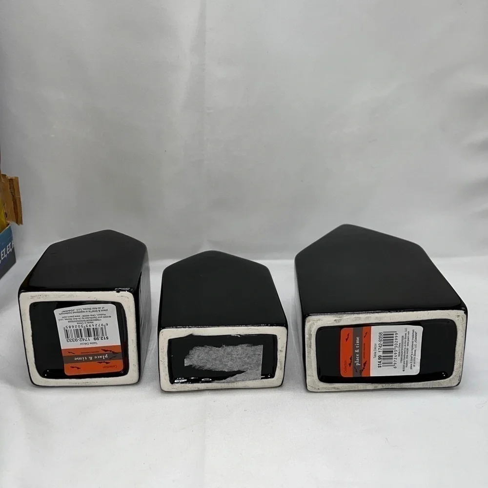 Halloween Black House Bud Vase Set Spooky